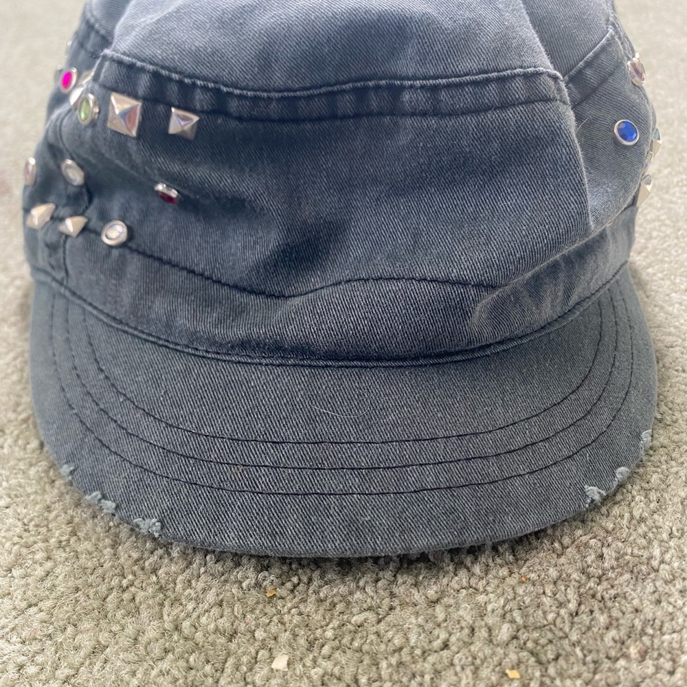 Studded Denim Cap